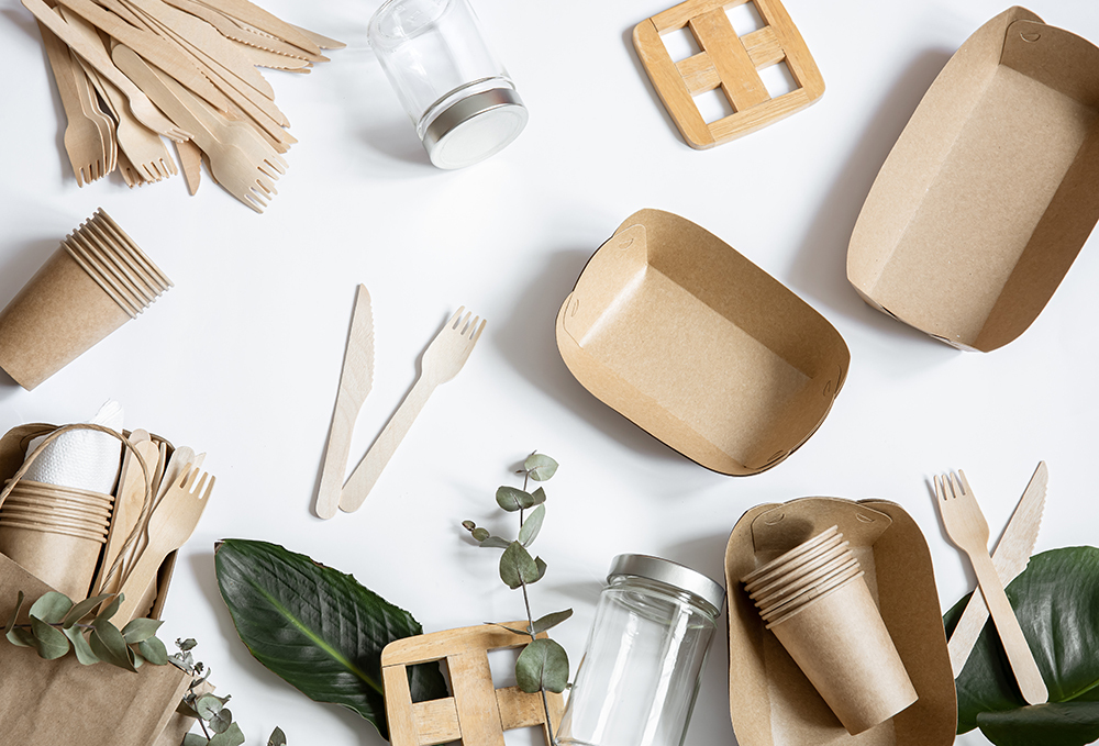 eco friendly disposable tableware concept saving planet rejection plastic